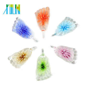 MC0094 Nouvelle déclaration Design Inner Flower Lampwork verre pendentifs 12 pcs / boîte